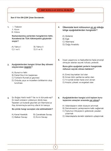 2026 7. Sınıf Bursluluk Sınav Seti (6 Fasikül Kitap) - Görsel 2
