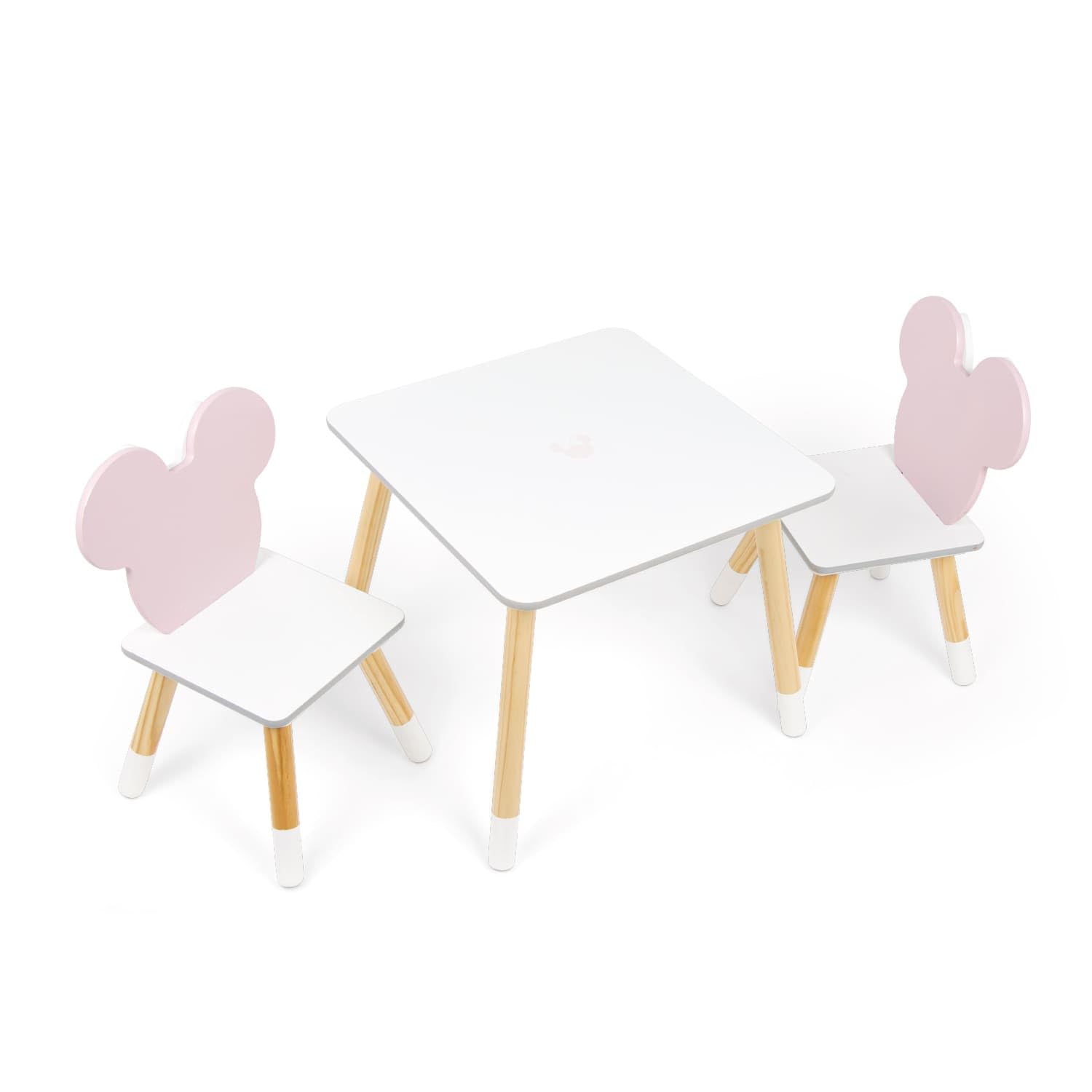 ARDITEX - Set de Mesa y 2 Sillas Infantiles de Madera - 50x50x44 cm y 26,5x26,5x50 cm - Ideal para Jugar, Pintar y Hacer Manualidades - Licencia Oficial Minnie Mouse