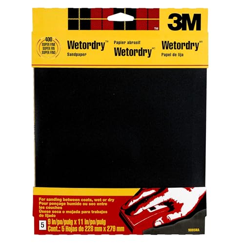 3M Wetordry Sandpaper, 9-Inch by 11-Inch, 400 Grit, 5-Sheet