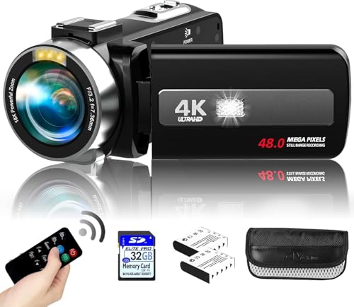 Video Camera 4K Night Vision Camcorder Digital, 48MP Vlogging Camera