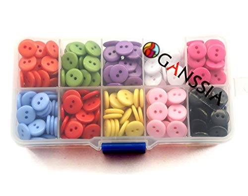 Ganssia 11/32 Inch (9Mm) Very Small Buttons Tiny Size Sewing Flatback Resin Buttons 10 Colors Multi-Colored Pack Of 750 With Box #TOP4
