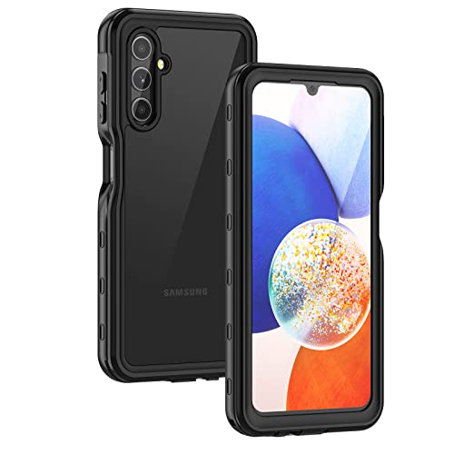 Lanhiem for Samsung Galaxy A14 5G Case, IP68 Waterproof Dustproof, Built-in Screen Protector, Heavy Duty Full Body Protective Phone Case for Galaxy A14 5G, Black/Clear