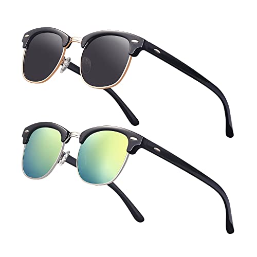 Image of Classic Semi Rimless Polarized Sunglasses for Men Women Half Frame Retro Driving Sun Glasses NP1006