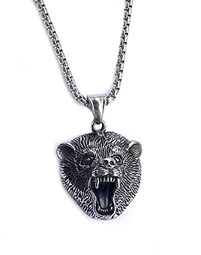 Collier viking ours homme en acier inoxydable pendentif gothique punk