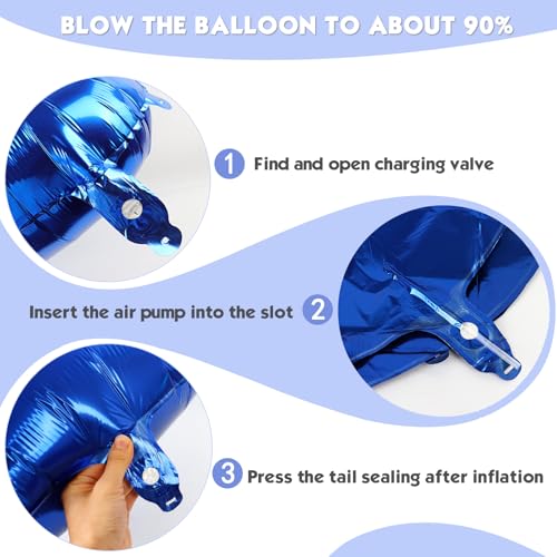Image of 40 Inch Night Blue Number 2 Balloon, 2nd Blue Birthday Party Decorations | 40 Inch Night Blue inflatable foil number balloons, large birthday decorations for 2nd birthday