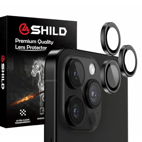 Image of SHILD Camera Lens Protector Compatible with iPhone 16 Pro /iPhone 16 Pro Max (2-Pack) Black| 9H Tempered Glass, Military-Grade Protection, Ultra-Slim, Case-Friendly, Easy Install Frame