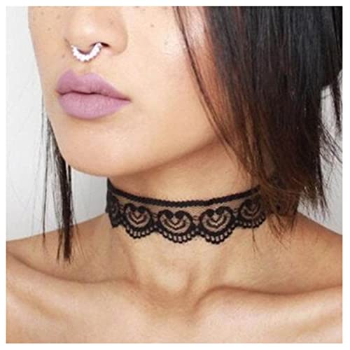 Dervivea Collier Ras Du Cou En Dentelle Vintage Collier Noir De Tatouage Collier Gothique Ras Du Cou En Dentelle Creuse Collier Lolita Collier Court De Clavicule Bijoux Pour Femme Et Fille Cover