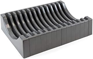 Emuca - Dish organizer for kitchen cupboard, plate holder, capacity for 13 plates, plastic, anthracite grey.