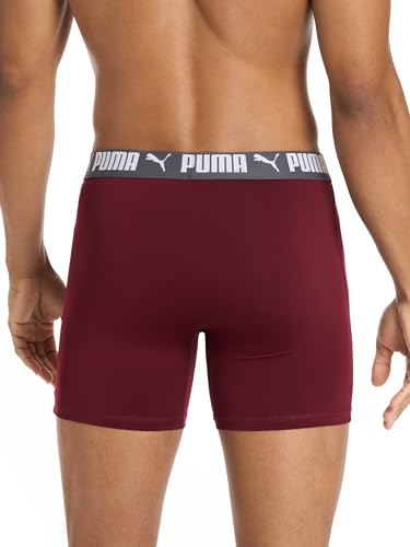 Puma Herren-Boxershorts, 5er-Pack, Rubin/Blau/Schwarz/Grau, Medium – Ansicht 3