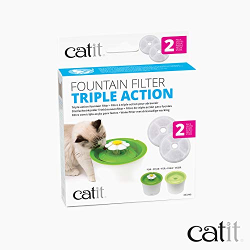 Catit Triple Action Water Fountain Filters, Replacement Cat Drinking Fountain Filters, 2 Pack #TOP5