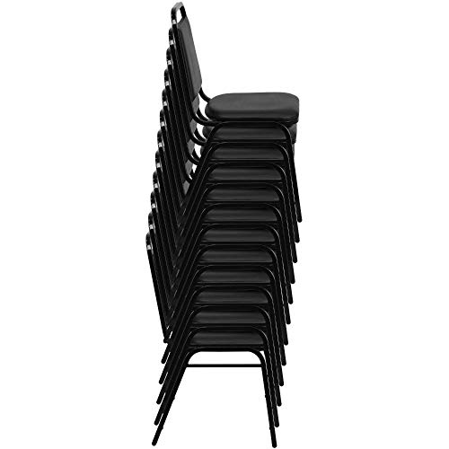 Flash Furniture Hercules Series Trapezoidal Back Stacking Banquet Chair In Black Vinyl - Black Frame #TOP2