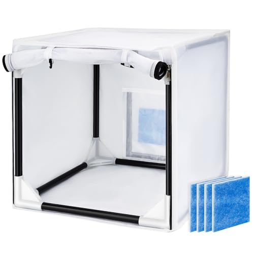 Airbrush Paint Spray Booth,with Filter & Curtain 15 inch Portable Spray Paint Booth Tool, Tool for DIY Projects, White (30inch)