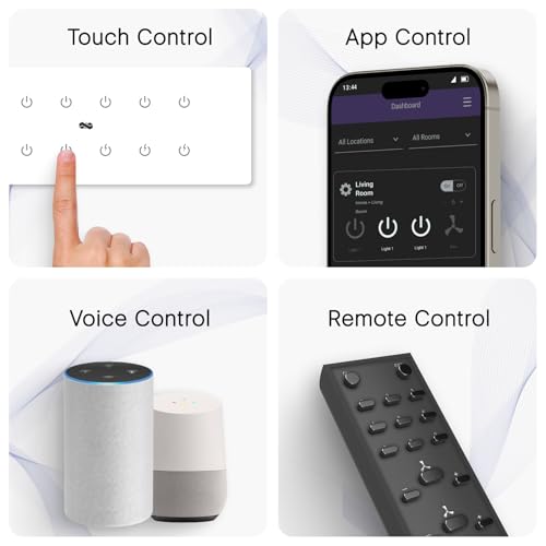 Image of IOTICS Smart Wifi Switch Board: 12 x Switch Module. Touch Control, Remote, App Control. Voice Compatible with Alexa & Assistant. Smart Touch Switch Board For Home Automation (White)