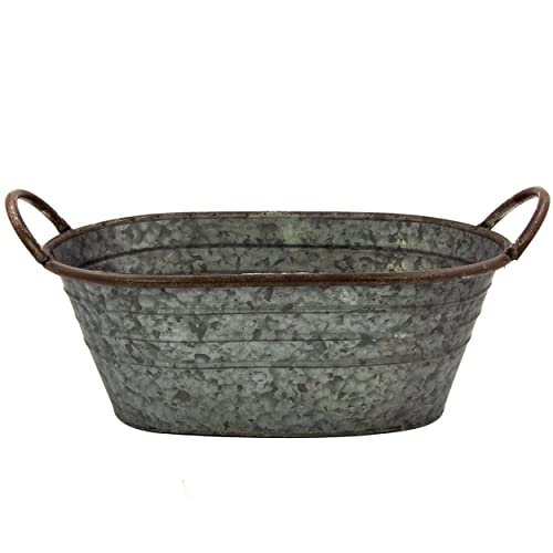 Blümelhuber Vasca zincata – Ciotola per piantare – Decorazione da giardino per esterni – Decorazione per matrimoni – Vaso da fiori – Grande fioriera (39 cm)