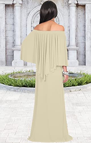 Image of KOH KOH Womens Strapless Off Shoulder Flattering Cocktail Maxi Dress Gown