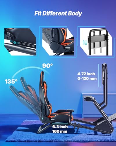 Image of VEVOR Racing Wheel Stand, Heavy-Duty Simulator Cockpit Steering Wheel Stand with Monitor Stand, Fit Logitech G25,G27,G29,G920,G923, Thrustmaster T300RS,TX F458,T500RS,T3PA-PRO (F1 /GT) and CSR Pedals