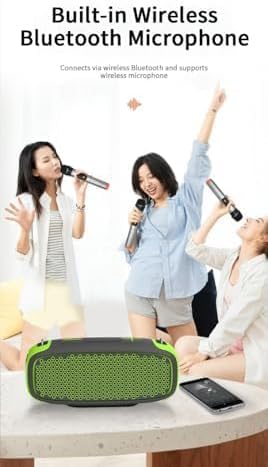 WIWU P16 Max Wireless Speaker with people using wireless microphones, illustrating its microphone feature.