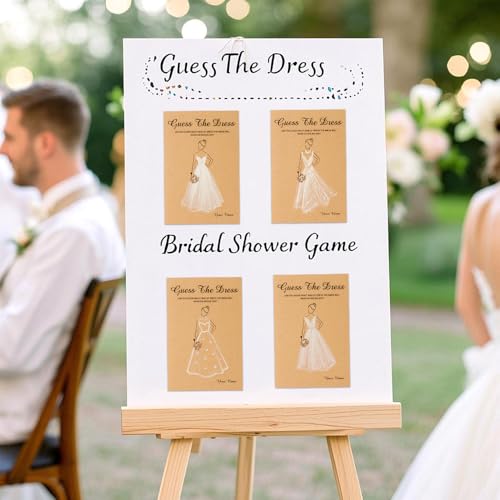 Nyvralora 30 Sets Guess The Dress Bridal Shower Games for Guests Include Wedding Shower Game Cards Pencils Pearl Gem Stickers Clips Fun Wedding Party Decorations Games Ideas - Thumbnail 6