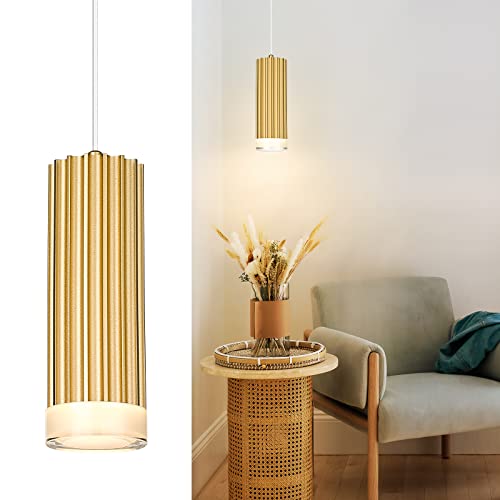 Ken & Ricky Gold Pendant Light Fixtures, Led Hanging Light Fixtures, Modern Kitchen Island Lighting For Entryway Dinning Room Bathroom Bedroom - 1 Pack #TOP9