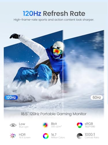 18,5 Pollici 120Hz Touchscreen Monitor Portatile Full HD Secondo Monitor con Supporto Integrato USB C Mini HDMI per PC Laptop Xbo Switch, Display Mobile Corpo in Metallo, Compatibile con VESA - Monitor - Immagine 4