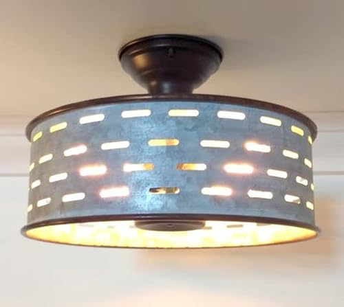 The Lamp Goods Farmhouse Ceiling Light Of Galvanized Metal - Rustic Farmhouse Flush Mount Ceiling Lighting Hanging Kitchen Pendant Chandelier Flush Mount #TOP5