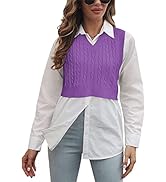 Lailezou Women's V-Neck Knit Sweater Vest Solid Color Argyle Plaid