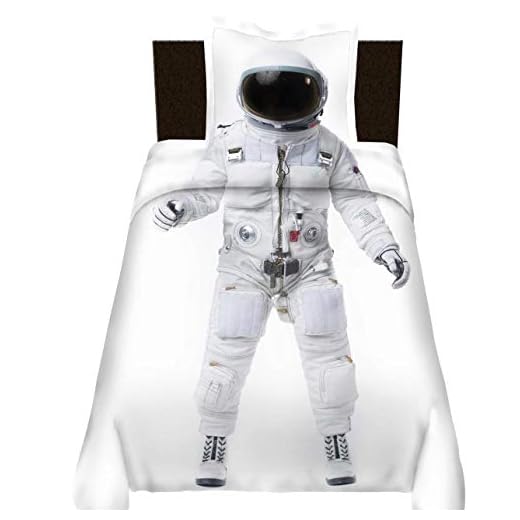 Parure de lit avec housse de couette pour adulte et enfant Motif astronaute