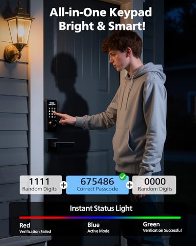 Image of Philips Wi-Fi Smart Lock with Handles, WiFi Keyless Entry Front Door Lock Set, Keypad Deadbolt with Handle App Fingerprint Code Unlocking, Auto Locking, Built-in WiFi, Remote Control & Voice Unlock