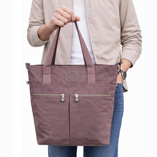 Image of CHIBAO Tote Bag for Women & Men, Polyester, Large Capacity Shoulder Bag, Handbag, Dual Handles, Multiple Pockets, Multipurpose, Everyday, Office, College, Travel, Shopping, Purse, Casual Bag