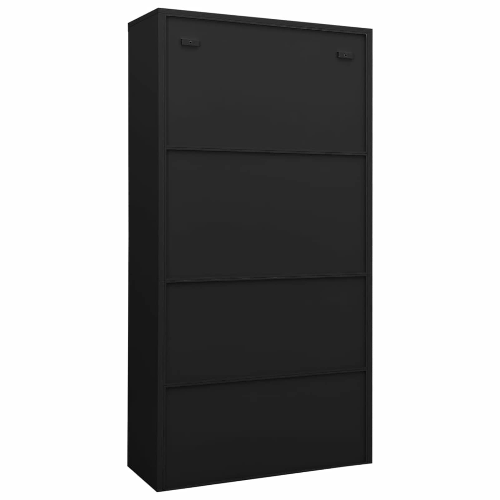 DJEKA Aktenschrank Abschließbar Metallschrank Büroschrank Werkstattschrank Mehrzweckschrank Stahl-Schwarz-90x40x180 cm-2