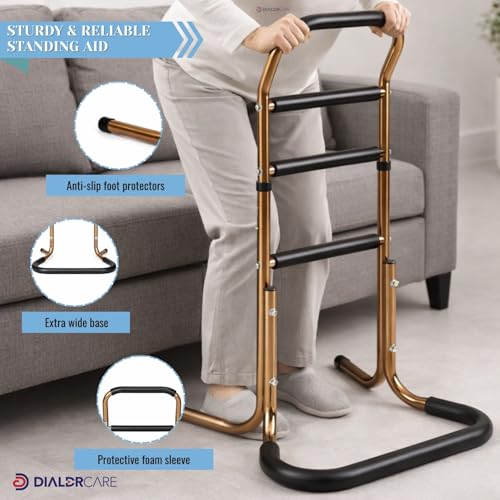 Image of DIALDRCARE Silver Chair Stand Assist for Seniors | Safe & Portable Standing Support | Medical, Mobility & Disability Equipment | Anti-Slip & Foam-Padded Handles