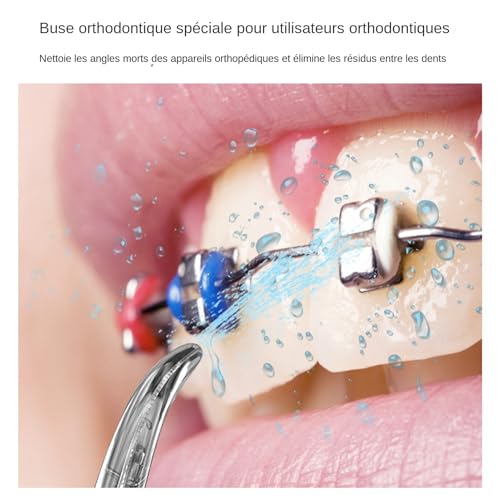 Hydropropulseur dentaire portable de voyage, jet rechargeable de 240ml pour camping