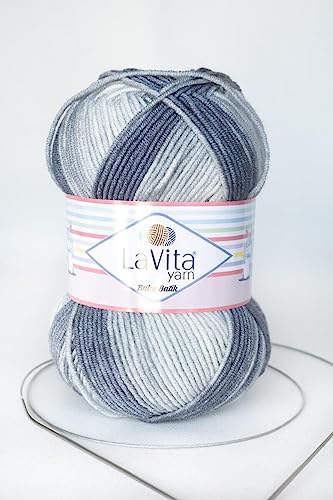 Lavita Yarn Baby Batik Hand Knitting Yarn, 5-Pieces Pack, 100% Acrylic Yarn, 1 Ball 100 Gr, 220 Mt (By05) #TOP2