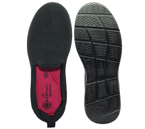 Image of WalkLine Women's Slip-On Walking Shoes | Lightweight Knitted Mesh Casual Sneakers | Soft PU Sole Comfortable Loafers | Breathable Running, Gym, Travel Shoes for Women