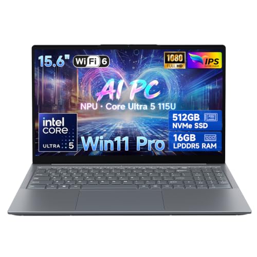 BMAX AI PC Portatile Core Ultra 5 115U 15.6 Pollici 16GB RAM 512GB NVMe SSD