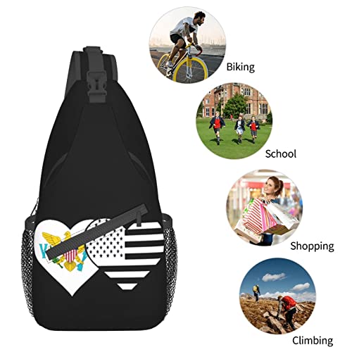 Mochila bandolera unisex con banderas Virgin Islands y USA miniatura 7