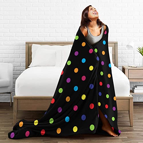 Snrfory Throw Blankets, Colorful Polka Dot Black Flannel Fleece Bed Blanket Lightweight Blankets For Bedroom Living Rooms Sofa Couch  thumb #4
