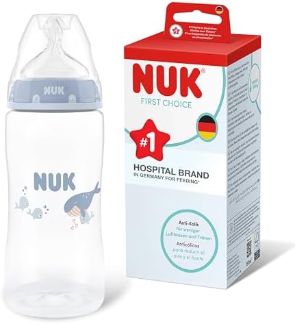NUK First Choice Baby Bottle | 3+ Months | 300ml | Anti Colic Fee...