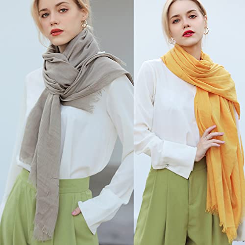 Womens Fashion Long Scarf Linen-Cotton Pure Color Large Soft Scarves Shawl Beautiful Shawl Wrap for Beach 200 X130 CM3