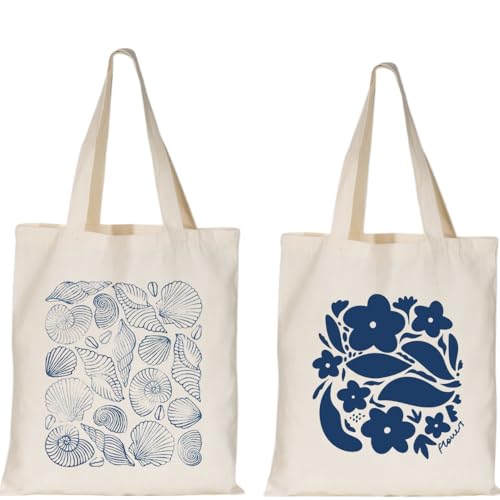 Bolsa Ecológica 'BRASIL' - 100% algodão(FLOR AZUL + CONCHA)