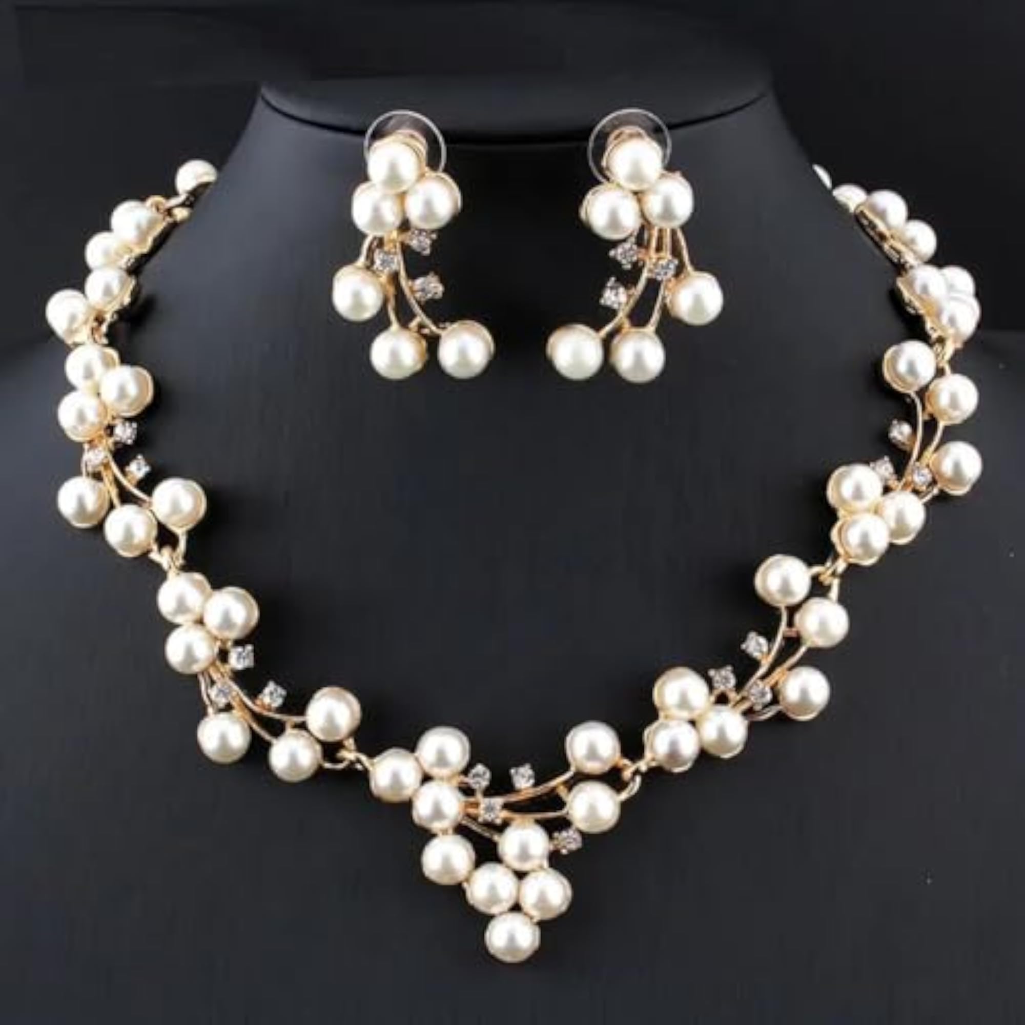 Women's Stylish Design Fancy Pearl Necklace Jewellery Set