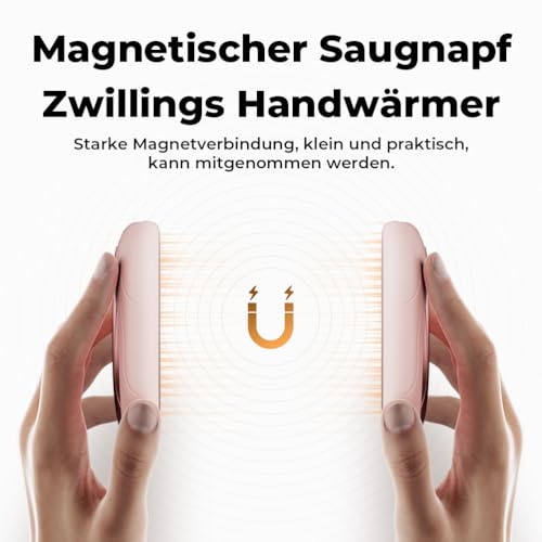VOSFEEL Elektrischer Handwärmer 2er-Pack, Handwärmer Magnetische Tragbare 6000mAh, 3 Einstellbaren Heizmodi USB Wiederaufladbar… – Ansicht 5