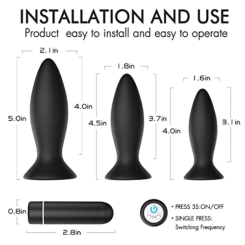 Anal Sex Toy Vibrator,3Pcs Vibrating Anal Butt Plug Training Kit, Remote Control 9 Vibration Modes Adult Anal Sex Toys Vibrators With Suction Cup Base For Male, Female And Beginner Black #TOP1