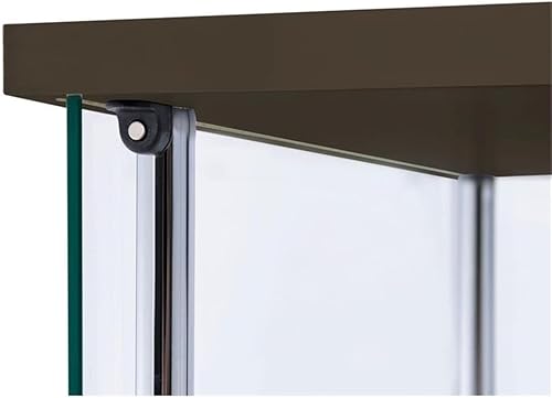 Miniatura 10 de BOWERY HILL Vitrina de cristal de 4 estantes con vigas de soporte cromadas y tapa base marrón capuchino