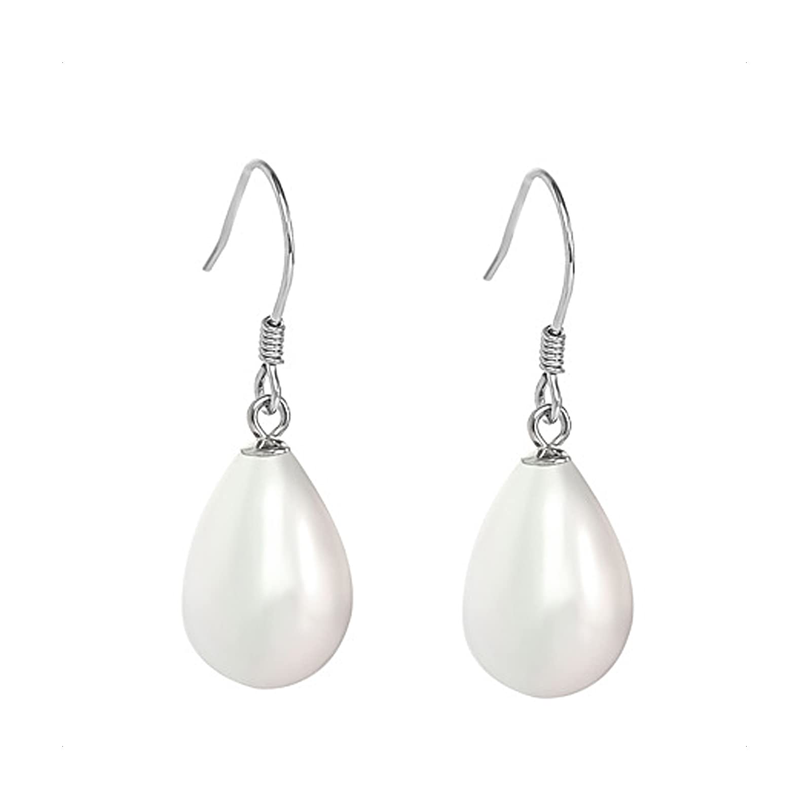 KONFENPendientes Plata de Ley 925, Pendientes Perla Mujer, Pendientes Lagrima de Perla 10 * 14mm Plata Geometricos Aretes Plata 925, Pendiente Aretes Mujer Earring Joyas Regalos Fiesta