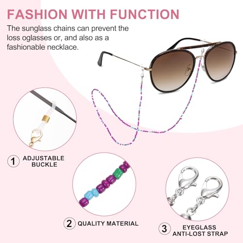 Image of uxcell Eyeglass Chains for Women, Eyeglass Holder Bead Chains Adjustable Sunglasses Lanyards Holder Chains for Glass