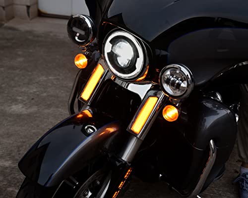 Front Fork Led Running Turn Signal Lights With Slider Covers For Street Glide, Veisutor Custom Shock Absorber Covers With Dual-Color Light For Harley Touring Street Electra Glide 2014-2022 Accessories #TOP5