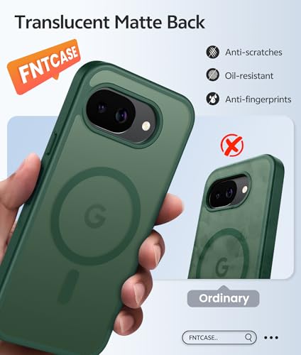 Image of FNTCASE for Google Pixel 10a Case: [Compatible with Magsafe] Translucent Matte Cases with [Screen Protector] Military Grade Shockproof Protective Magnetic Phone Cover for Pixel 10A - Green
