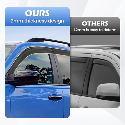 Image of Tape-On Side Window Deflectors for Pilot 2023-2026, Rain Guards Window Visor Rain Guards Vent Guard Shade Deflectors Compatible with Honda Pilot Accessories All-Weather Protection