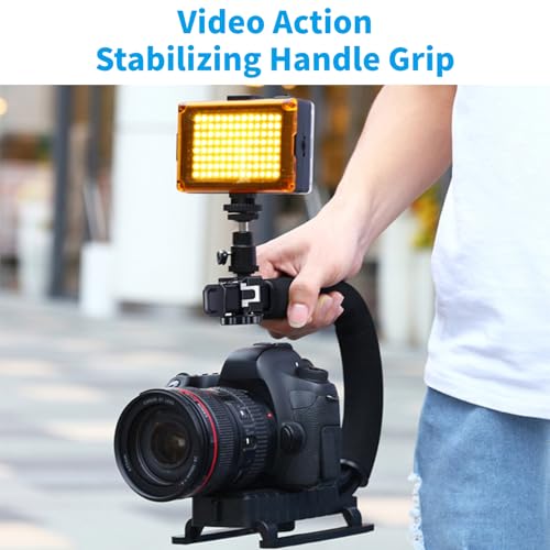 Image of Video Action Stabilizing Handle Grip, Professional C Shape Video Stabilizers with 3cold Shoe, 1 /4in Slidable Screw Handheld Camera Stabilizer, for SLR Cameras, Family DV Cameras